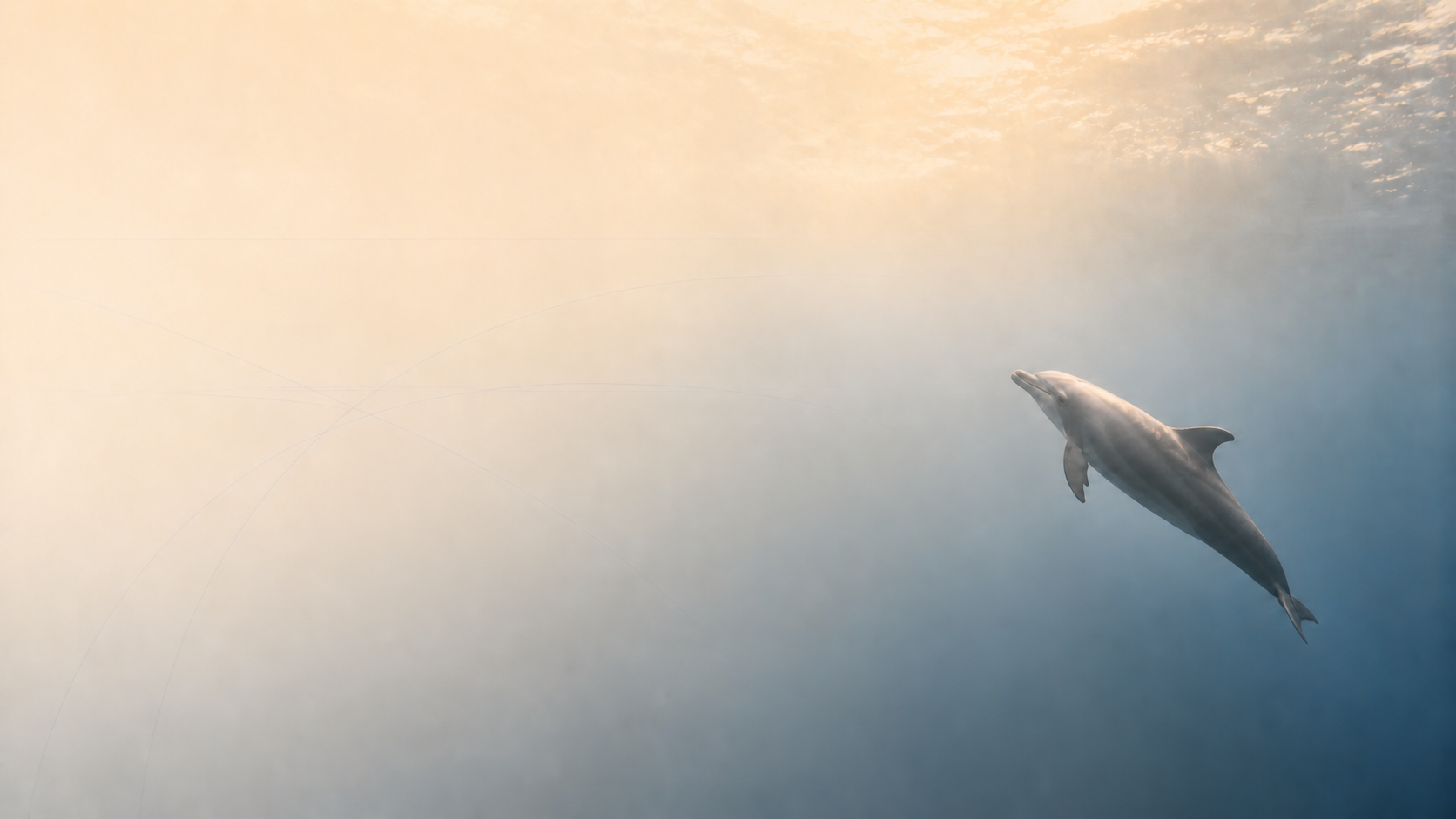 AI-generated image of a single dolphin moving toward the ocean surface, symbolizing research, collaboration, and surgical innovation